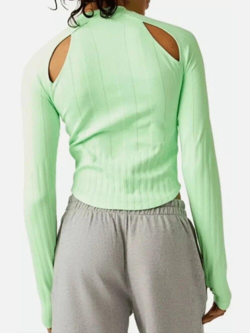 NWT FREE PEOPLE Movement Lime Long Sleeve Top Women's M-L - Picture 4 of 11